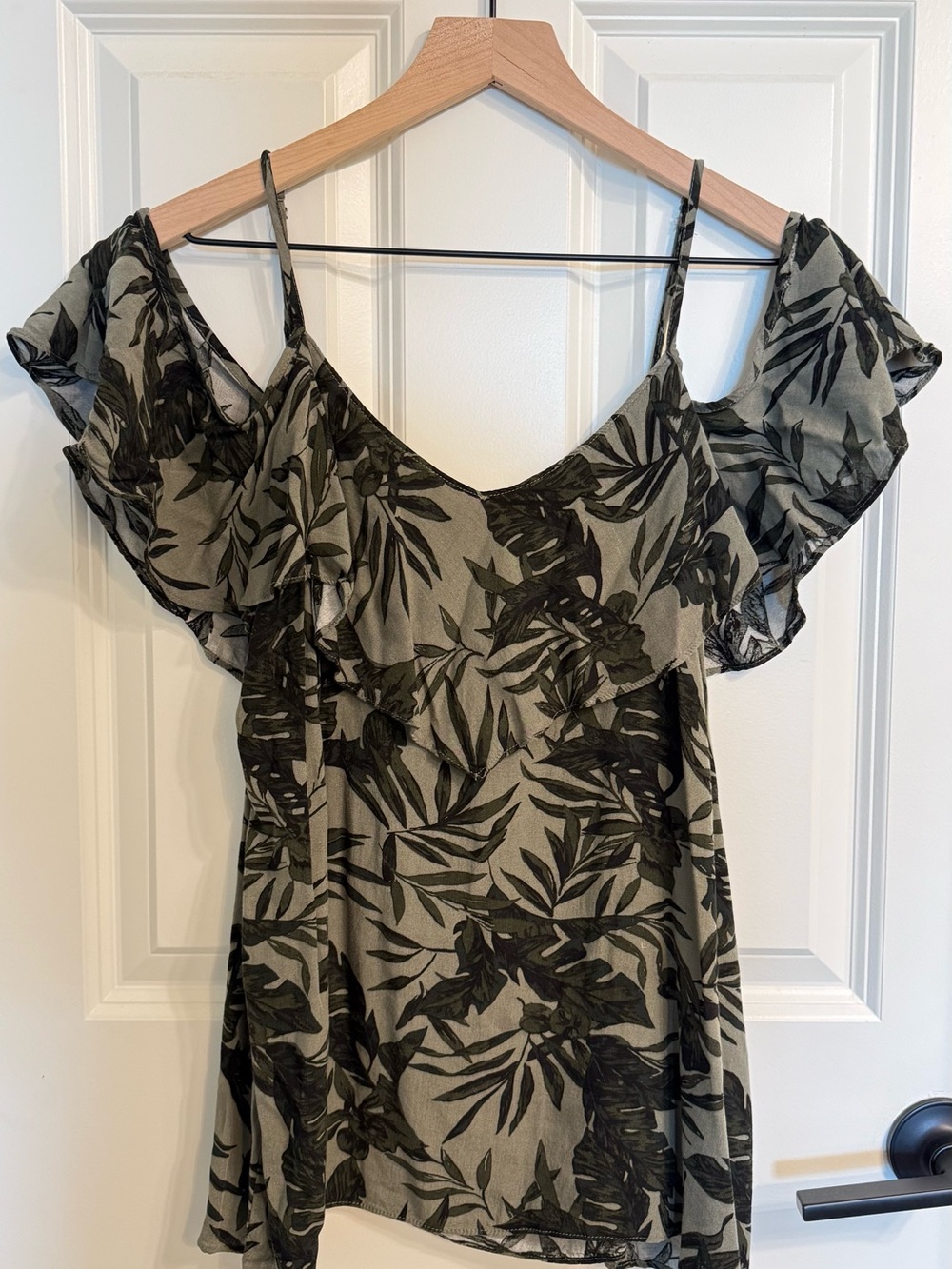 Old Navy Tropical Leaf Cold-Shoulder Blouse